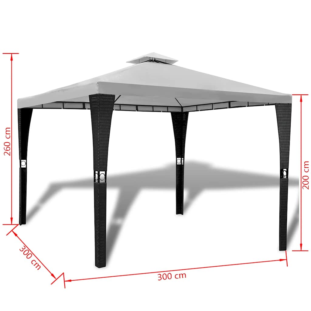 Pavėsinė su stogu, 3x3m, kreminės baltos spalvos Pavėsinė su stogu, 3x3m, kreminės baltos spalvos