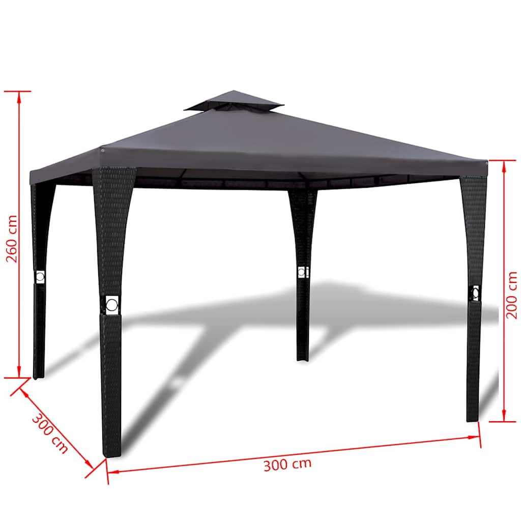 Pavėsinė su stogu, 3x3m, tamsiai pilka Pavėsinė su stogu, 3x3m, tamsiai pilka