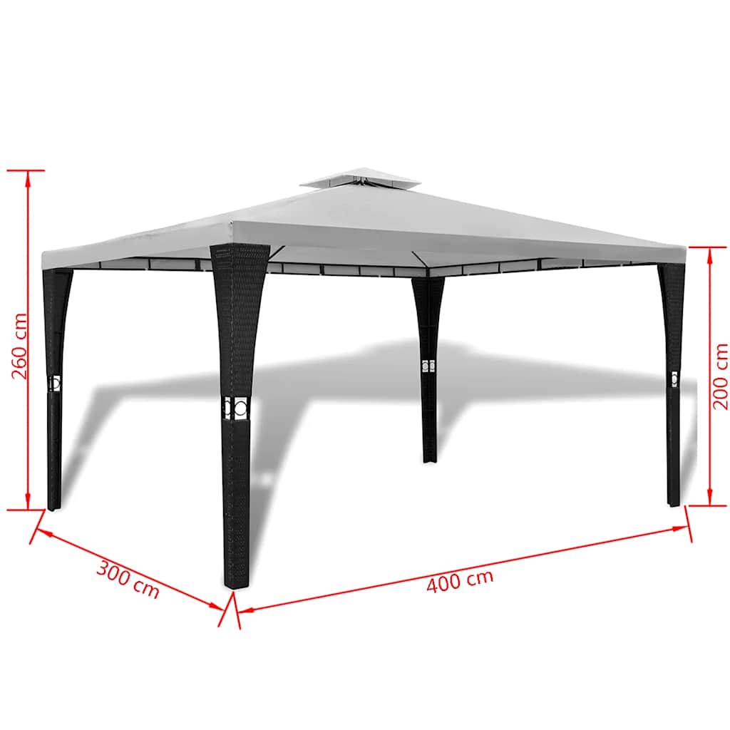 Pavėsinė su stogu, 3x4m, kreminės baltos spalvos Pavėsinė su stogu, 3x4m, kreminės baltos spalvos