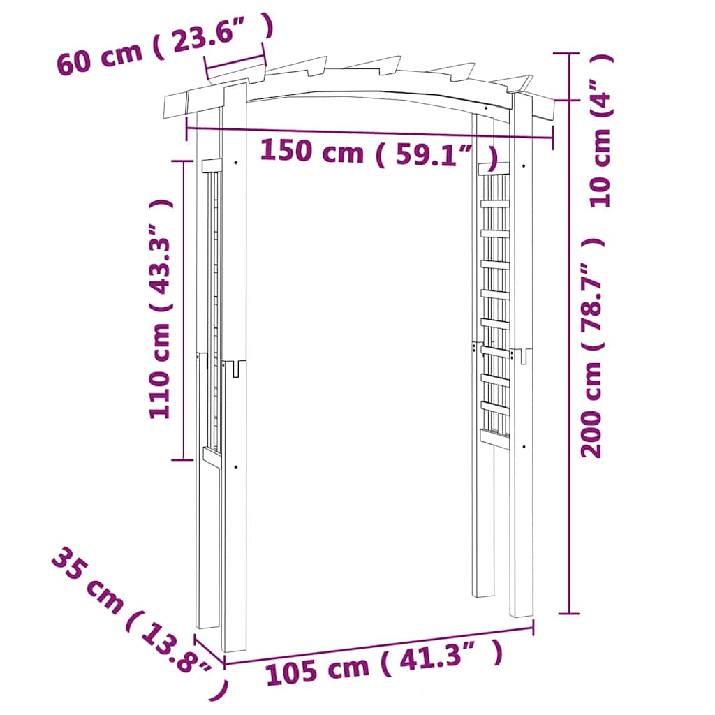 Treliažas-arka, 150x60x210cm, mediena Treliažas-arka, 150x60x210cm, mediena