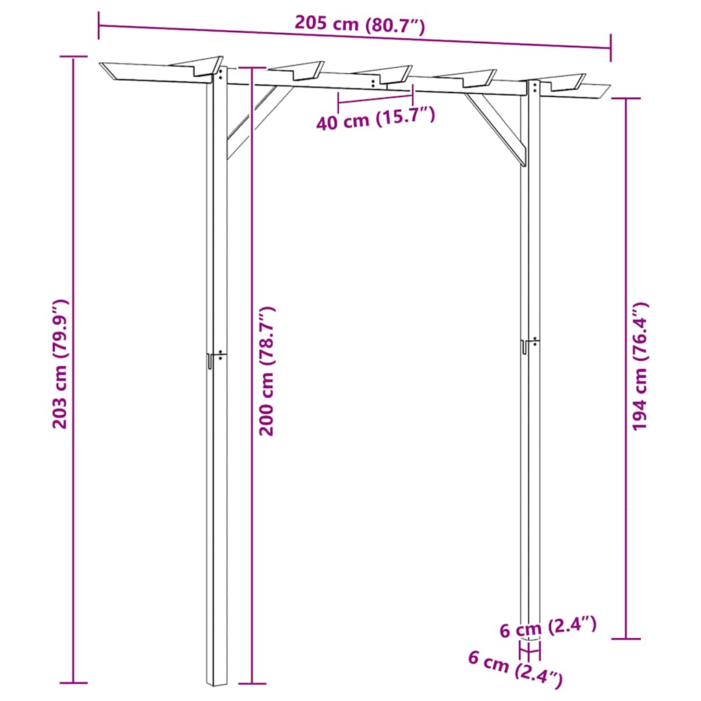 Sodo pergolė, 205x40x203cm, mediena Sodo pergolė, 205x40x203cm, mediena - Image 10