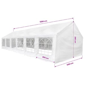 Palapinės medžiaga be rėmo Baltas 12 x 6 m PE