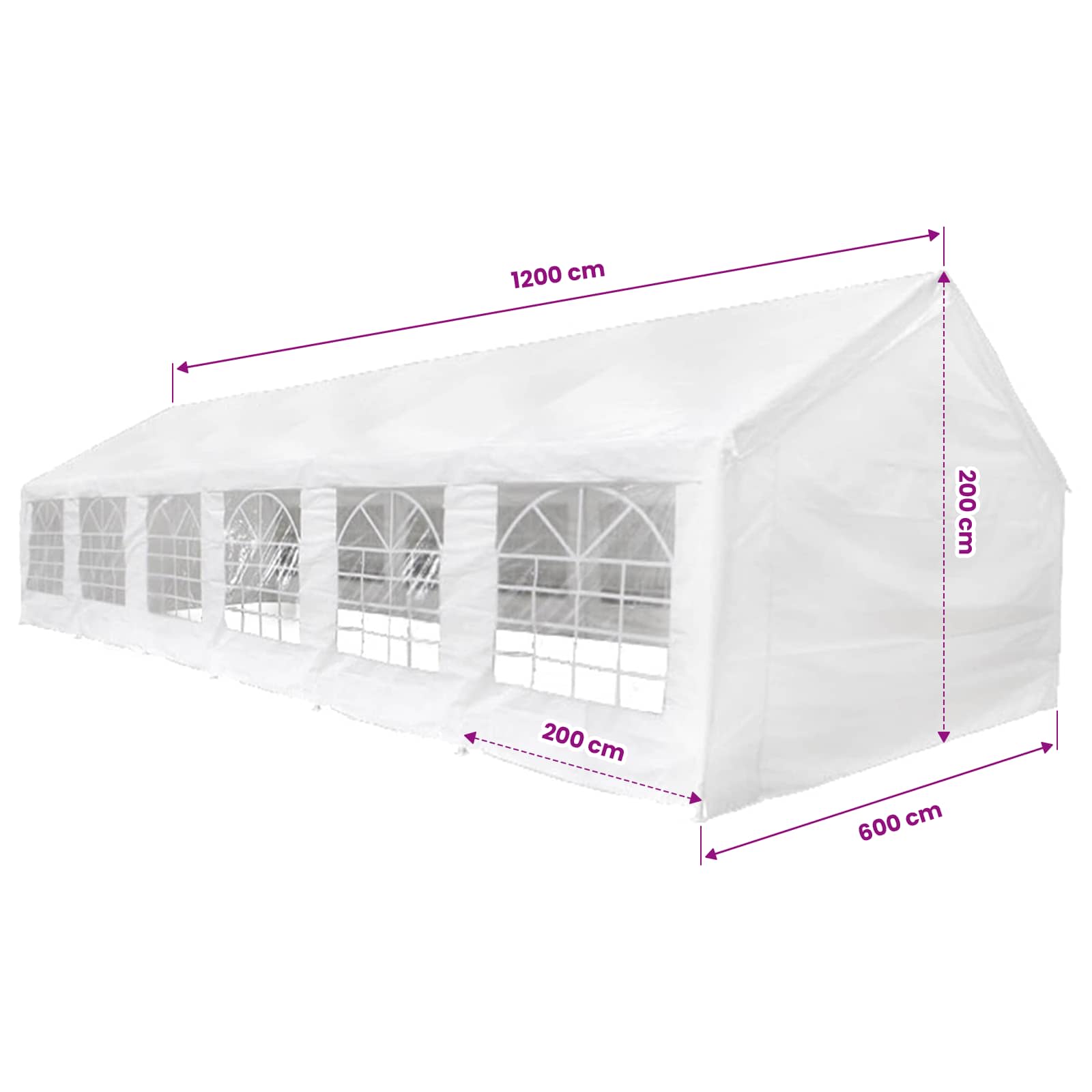 Palapinės medžiaga be rėmo Baltas 12 x 6 m PE Palapinės medžiaga be rėmo Baltas 12 x 6 m PE