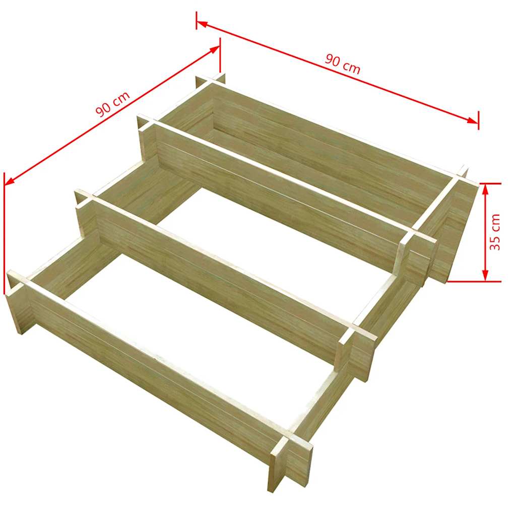 Trijų pakopų lovelis, 90x90x35cm, impregnuota mediena Trijų pakopų lovelis, 90x90x35cm, impregnuota mediena