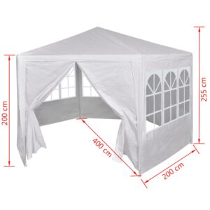 Proginė pavėsinė su 6 sienelėmis, 2x2 m, balta