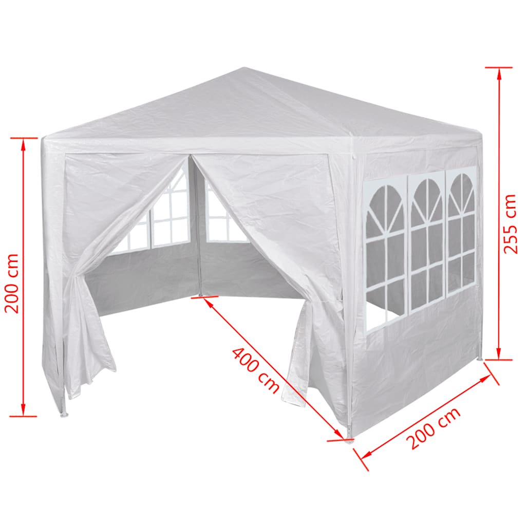 Proginė pavėsinė su 6 sienelėmis, 2×2 m, balta Proginė pavėsinė su 6 sienelėmis, 2x2 m, balta