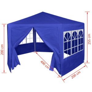 Proginė pavėsinė su 6 sienelėmis, 2x2 m, mėlyna spalva