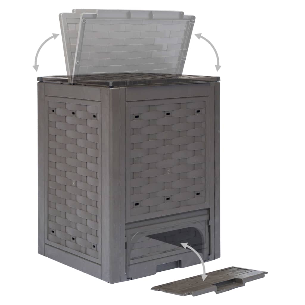 Komposto dėžė, ruda, 60x60x83cm, ratano imitacijos plastikas Komposto dėžė, ruda, 60x60x83cm, ratano imitacijos plastikas - Image 4