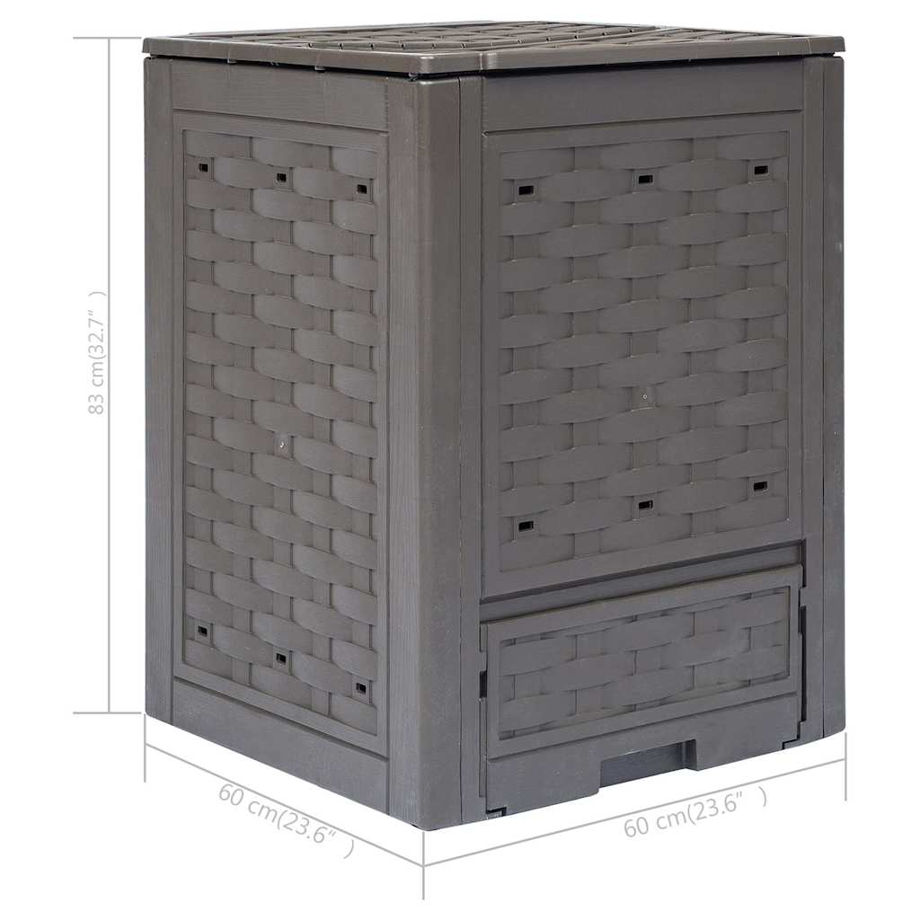 Komposto dėžė, ruda, 60x60x83cm, ratano imitacijos plastikas Komposto dėžė, ruda, 60x60x83cm, ratano imitacijos plastikas