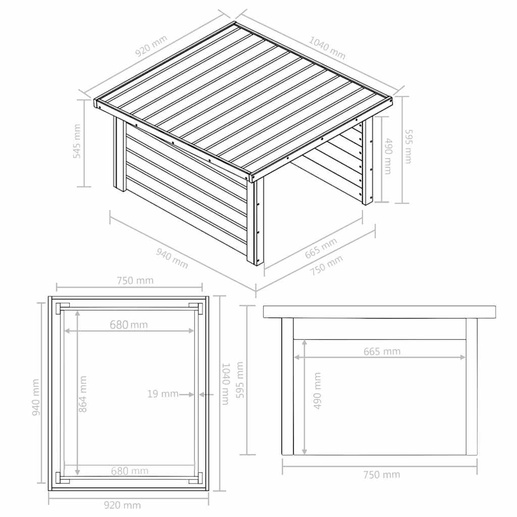 Žoliapjovės garažas 92x104x59,5 cm, pušis, 19 mm Žoliapjovės garažas 92x104x59,5 cm, pušis, 19 mm