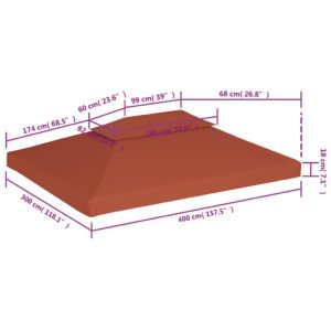 Pavėsinės uždangalas, 2 pakopų, terakota, 4x3m, 310 g/m²