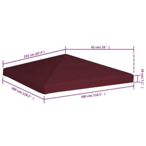 Viršutinis pavėsinės uždangalas, vyšninis, 3x3m, 310 g/m²