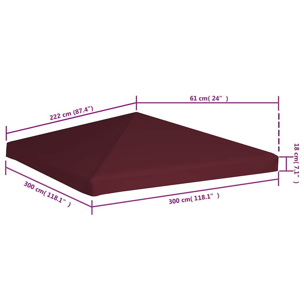 Viršutinis pavėsinės uždangalas, vyšninis, 3x3m, 310 g/m² Viršutinis pavėsinės uždangalas, vyšninis, 3x3m, 310 g/m²