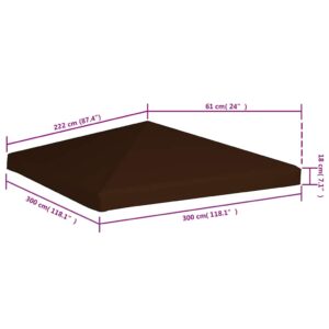 Viršutinis pavėsinės uždangalas, rudas, 3x3m, 310 g/m²