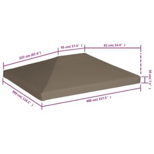 Viršutinis pavėsinės uždangalas, taupe spalvos, 3x4m, 310 g/m²