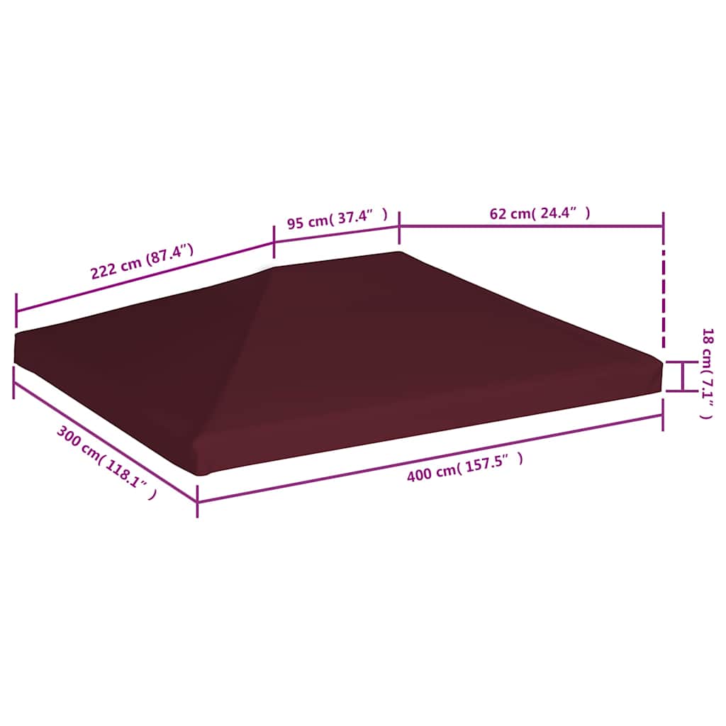 Viršutinis pavėsinės uždangalas, vyšninis, 3x4m, 310 g/m² Viršutinis pavėsinės uždangalas, vyšninis, 3x4m, 310 g/m²