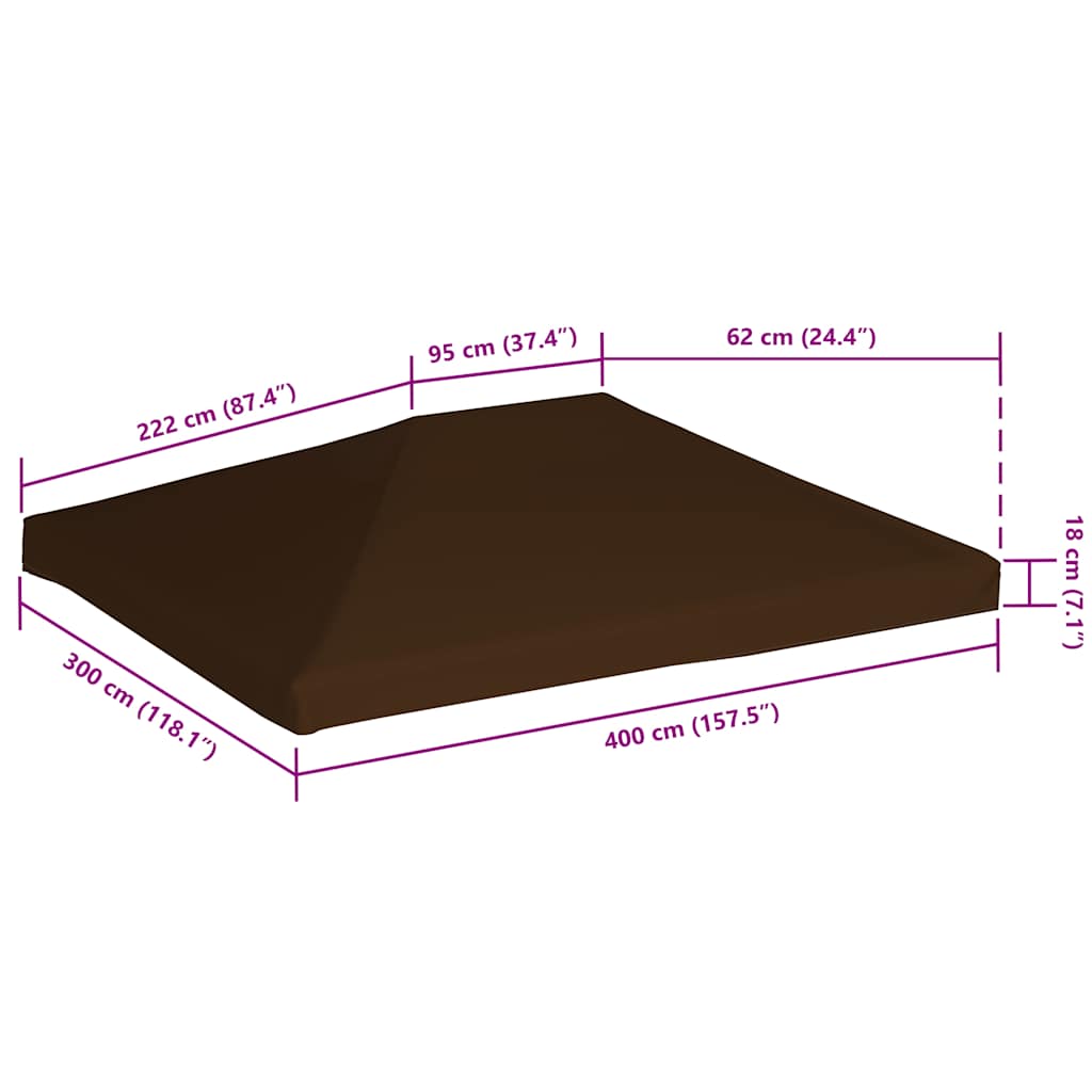 Viršutinis pavėsinės uždangalas, rudas, 3x4m, 310 g/m² Viršutinis pavėsinės uždangalas, rudas, 3x4m, 310 g/m²