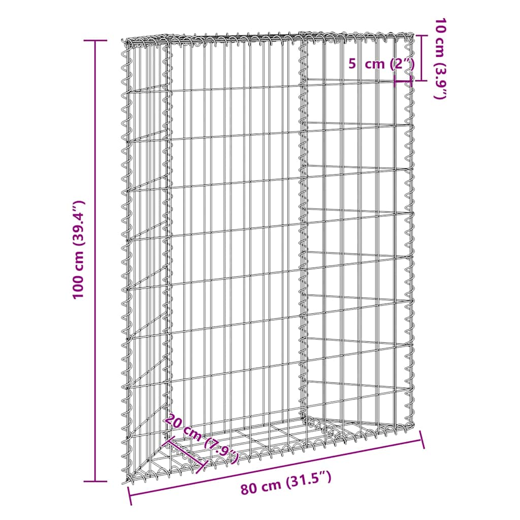 Gabiono vazonas, 80x20x100cm, galvanizuotas plienas, aukštas Gabiono vazonas, 80x20x100cm, galvanizuotas plienas, aukštas - Image 10