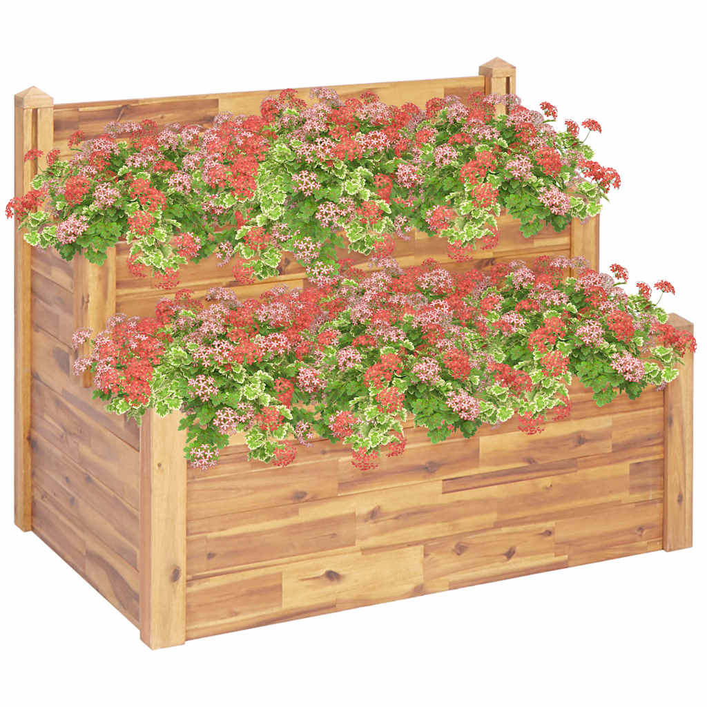 Sodo lovelis, 110x75x84cm, akacijos medienos masyvas, 2 aukštų Sodo lovelis, 110x75x84cm, akacijos medienos masyvas, 2 aukštų - Image 2