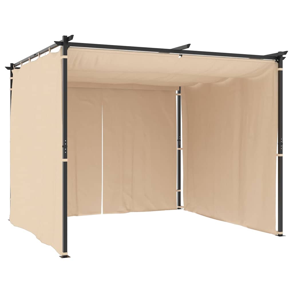 Pavėsinė su užuolaidomis, kreminės spalvos, 3x3m, plienas Pavėsinė su užuolaidomis, kreminės spalvos, 3x3m, plienas - Image 5