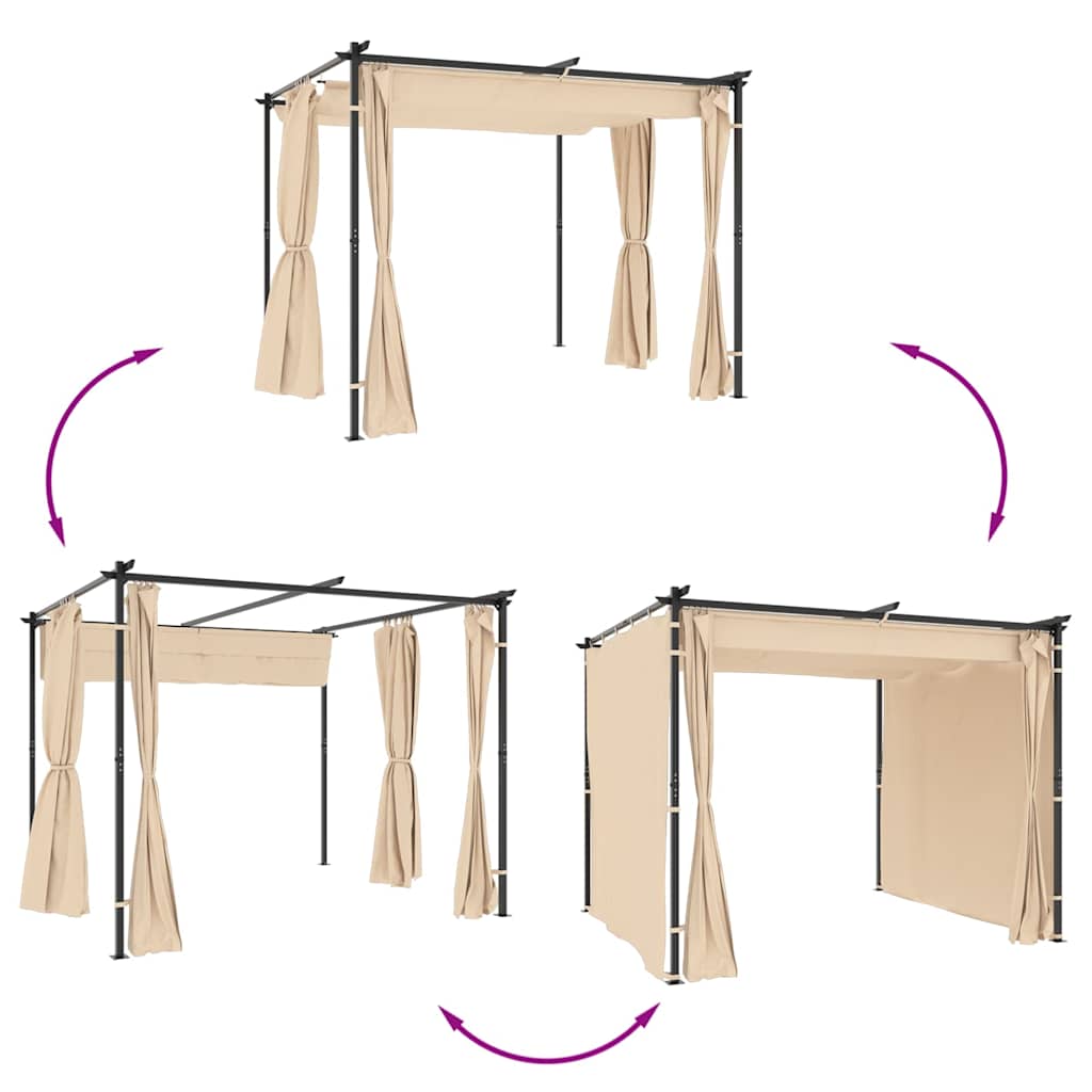 Pavėsinė su užuolaidomis, kreminės spalvos, 3x3m, plienas Pavėsinė su užuolaidomis, kreminės spalvos, 3x3m, plienas - Image 7