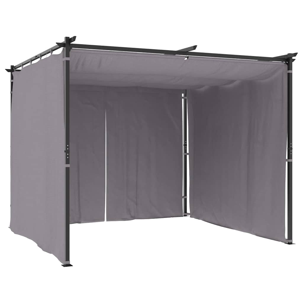 Pavėsinė su užuolaidomis, antracito spalvos, 3x3m, plienas Pavėsinė su užuolaidomis, antracito spalvos, 3x3m, plienas - Image 5