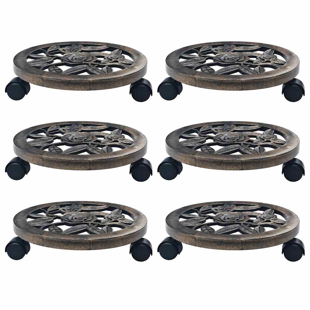 Augalų padėklai su ratukais, 6vnt., bronziniai, 30cm, plastikas Augalų padėklai su ratukais, 6vnt., bronziniai, 30cm, plastikas - Image 2