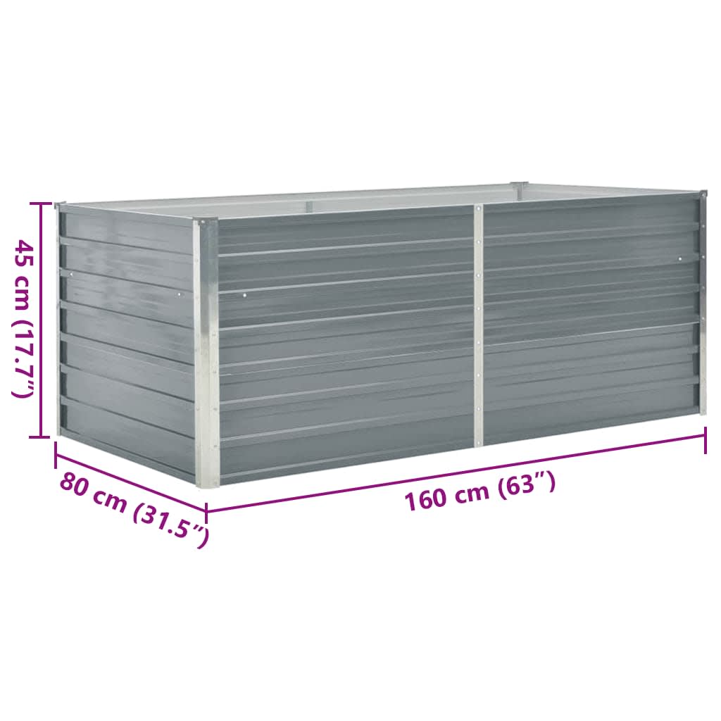 Aukštas sodo lovelis, pilkos spalvos, 160x80x45cm, plienas Aukštas sodo lovelis, pilkos spalvos, 160x80x45cm, plienas - Image 7