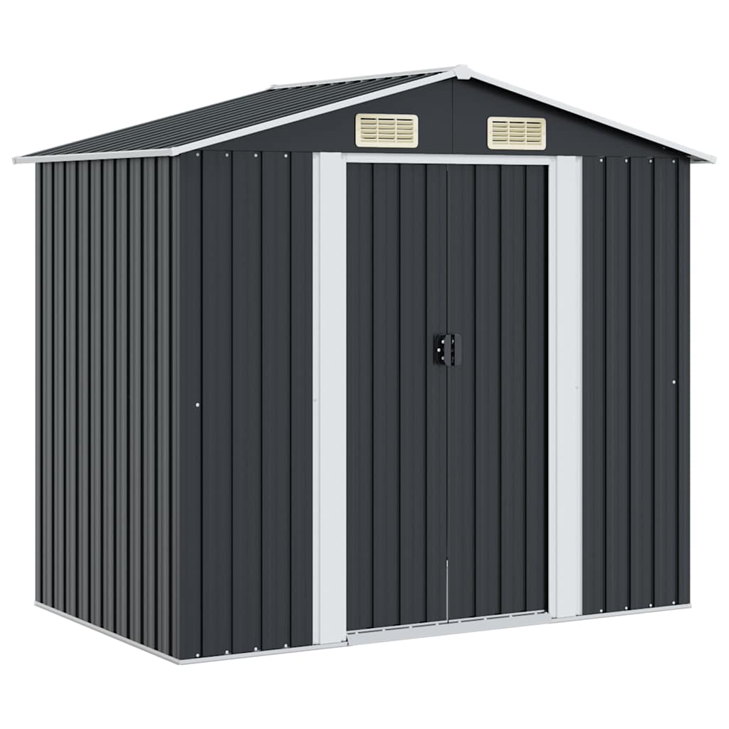 Sodo sandėliukas, antracito spalvos, 204x132x186cm, plienas Sodo sandėliukas, antracito spalvos, 204x132x186cm, plienas - Image 2