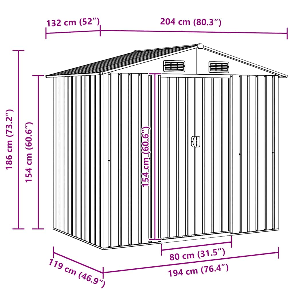 Sodo sandėliukas, antracito spalvos, 204x132x186cm, plienas Sodo sandėliukas, antracito spalvos, 204x132x186cm, plienas - Image 11