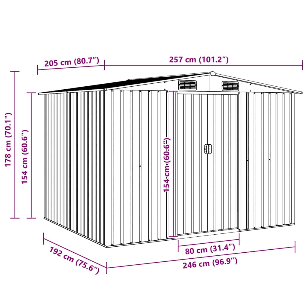 Sodo sandėliukas, rudos spalvos, 257x205x178cm, plienas Sodo sandėliukas, rudos spalvos, 257x205x178cm, plienas - Image 10