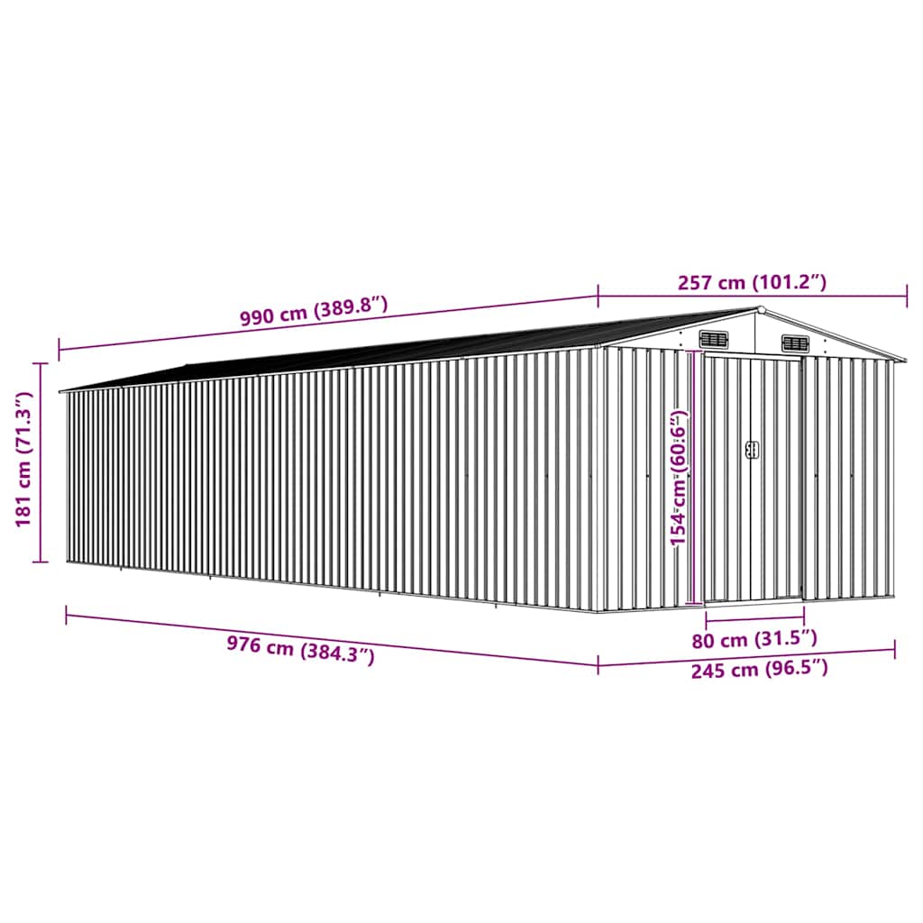 Sodo pašiūrė, ruda, 257x990x181cm, galvanizuotas plienas Sodo pašiūrė, ruda, 257x990x181cm, galvanizuotas plienas - Image 9