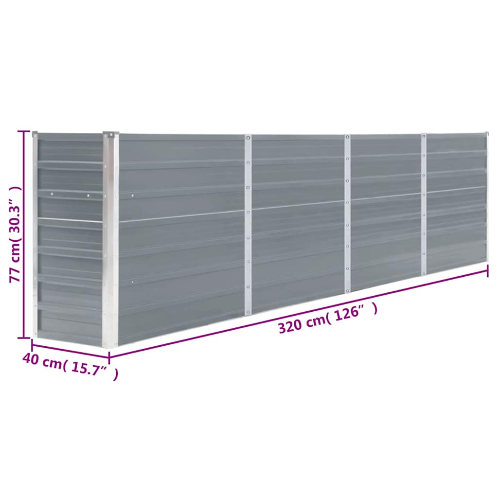 Aukštas sodo lovelis, pilkos spalvos, 320x40x77cm, plienas Aukštas sodo lovelis, pilkos spalvos, 320x40x77cm, plienas - Image 7