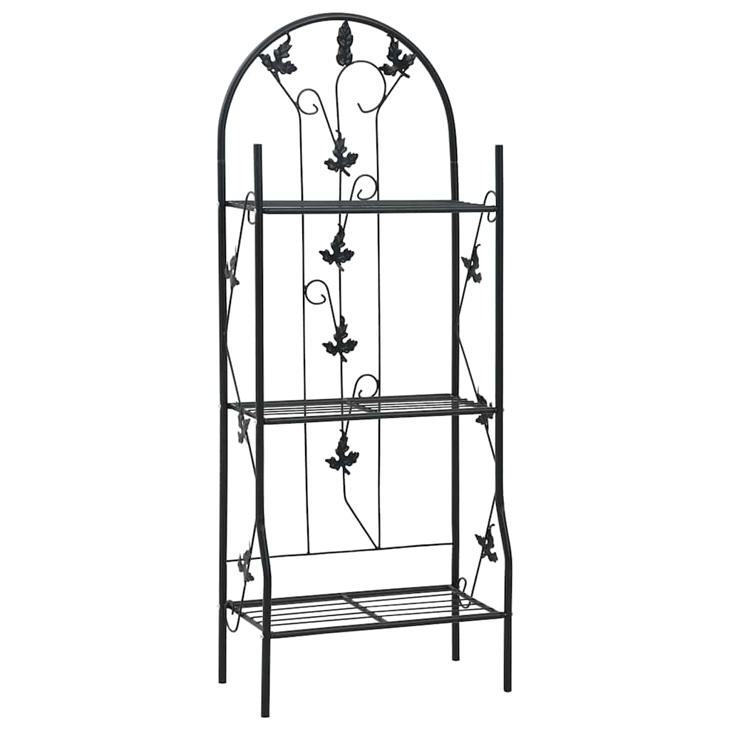 Stovas augalams, 3 aukštų, juodos spalvos, 52x28x128cm, geležis Stovas augalams, 3 aukštų, juodos spalvos, 52x28x128cm, geležis - Image 2