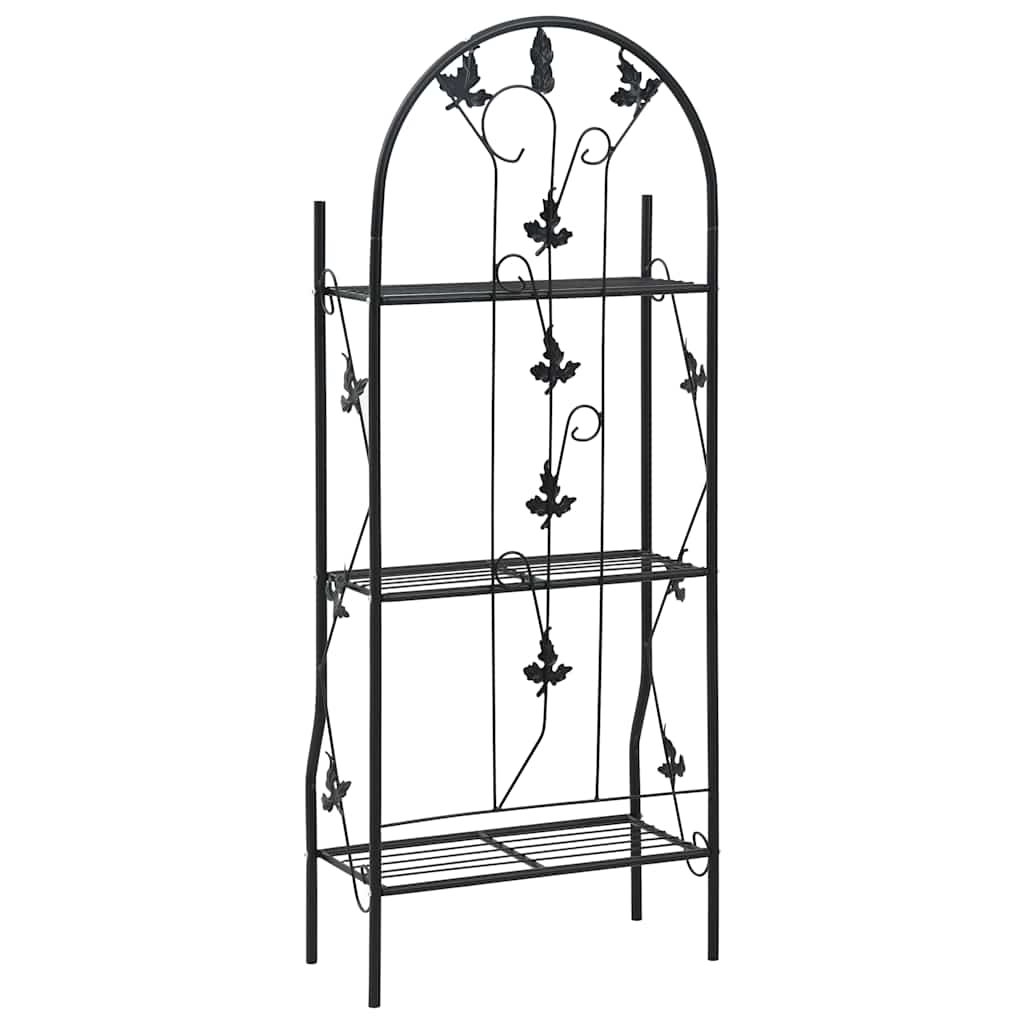 Stovas augalams, 3 aukštų, juodos spalvos, 52x28x128cm, geležis Stovas augalams, 3 aukštų, juodos spalvos, 52x28x128cm, geležis - Image 4