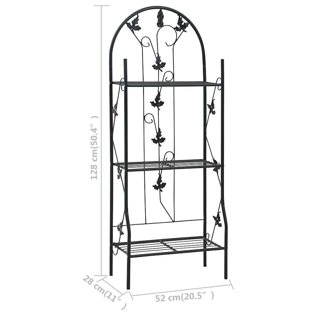 Stovas augalams, 3 aukštų, juodos spalvos, 52x28x128cm, geležis Stovas augalams, 3 aukštų, juodos spalvos, 52x28x128cm, geležis - Image 7