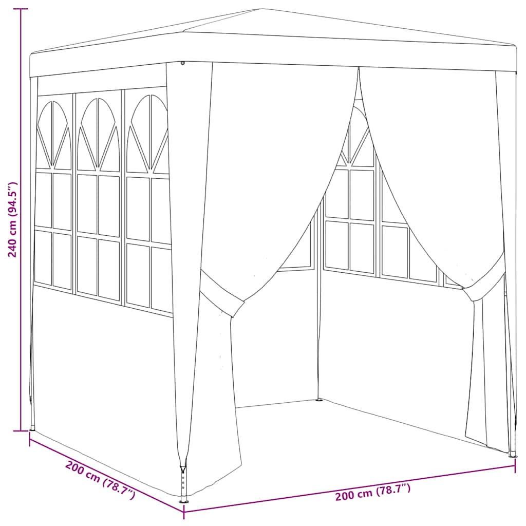 Proginė palapinė su šoninėmis sienomis, balta, 2x2m, 90g/m² Proginė palapinė su šoninėmis sienomis, balta, 2x2m, 90g/m²