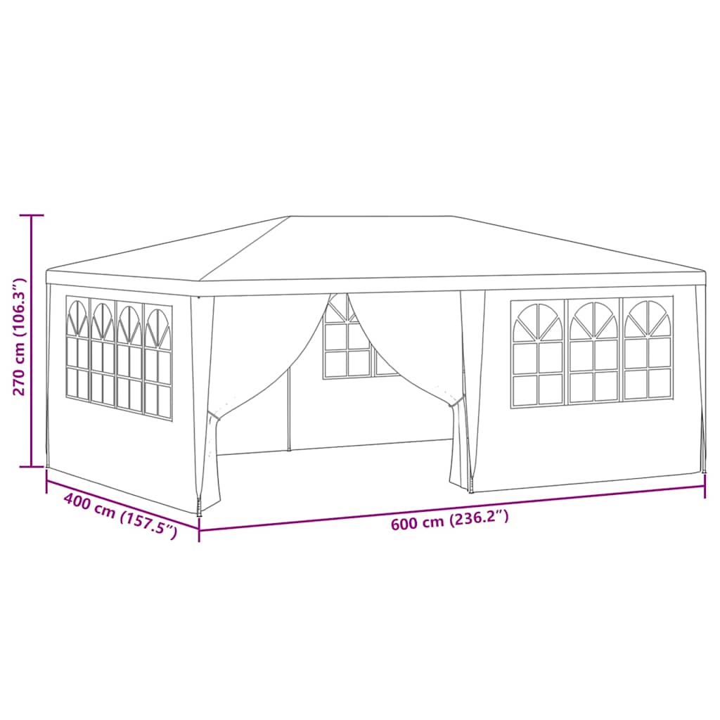Proginė palapinė su šoninėmis sienomis, balta, 4x6m, 90g/m² Proginė palapinė su šoninėmis sienomis, balta, 4x6m, 90g/m²