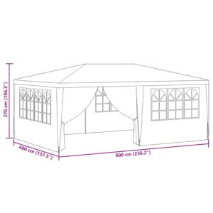 Proginė palapinė su šoninėmis sienomis, mėlyna, 4x6m, 90g/m²
