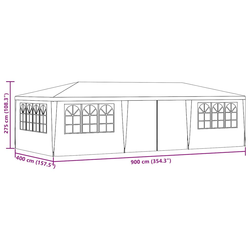 Proginė palapinė su šoninėmis sienomis, antracito, 4x9m, 90g/m² Proginė palapinė su šoninėmis sienomis, antracito, 4x9m, 90g/m²