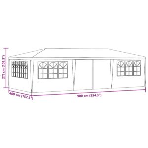 Proginė palapinė su šoninėmis sienomis, žalia, 4x9m, 90g/m²