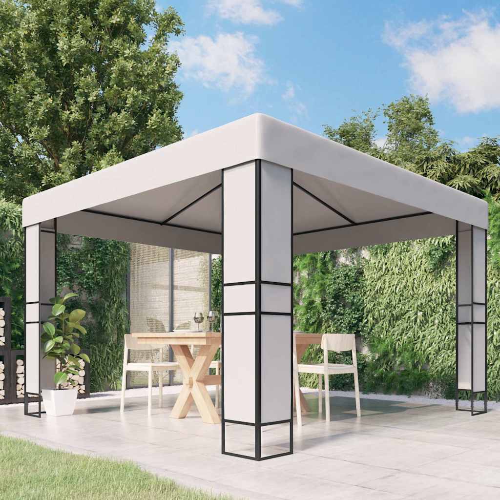 Pavėsinė su dvigubu stogu, baltos spalvos, 3x3m Pavėsinė su dvigubu stogu, baltos spalvos, 3x3m - Image 2