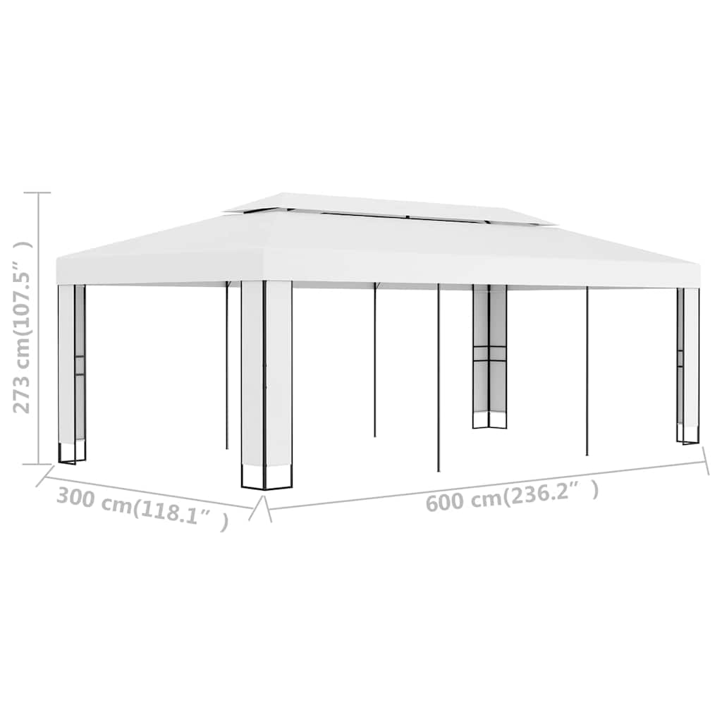 Pavėsinė su dvigubu stogu, baltos spalvos, 3x6m Pavėsinė su dvigubu stogu, baltos spalvos, 3x6m