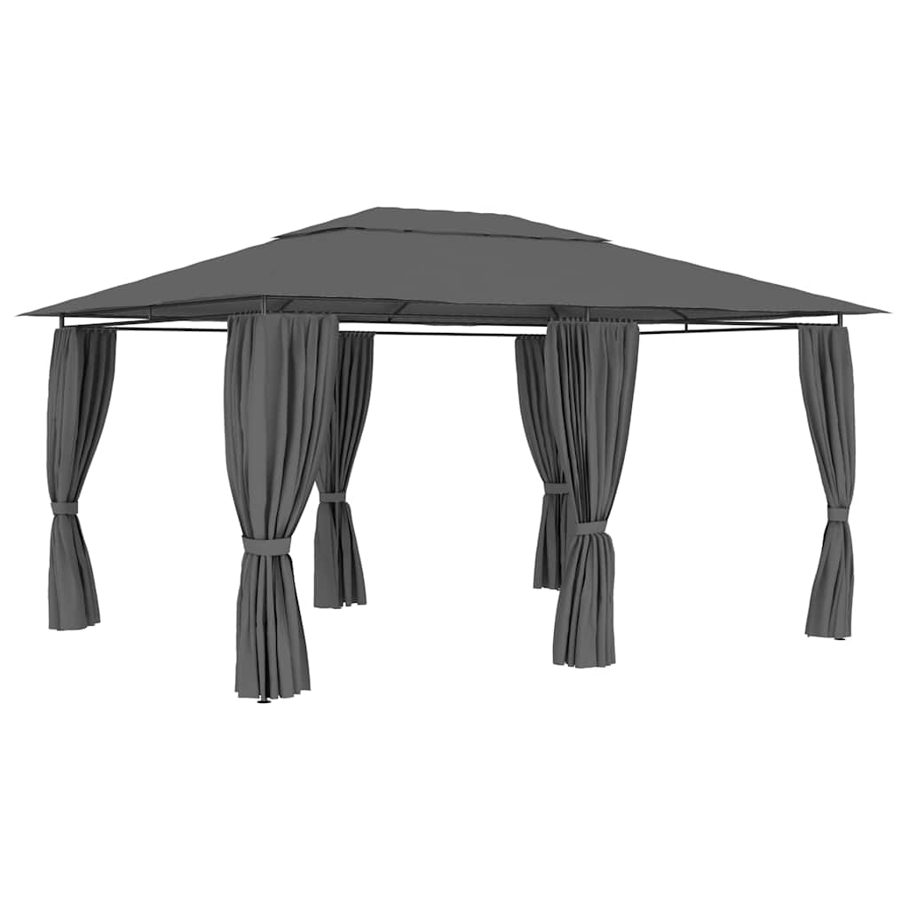 Sodo palapinė su užuolaidomis, antracito spalvos, 4x3m Sodo palapinė su užuolaidomis, antracito spalvos, 4x3m - Image 3