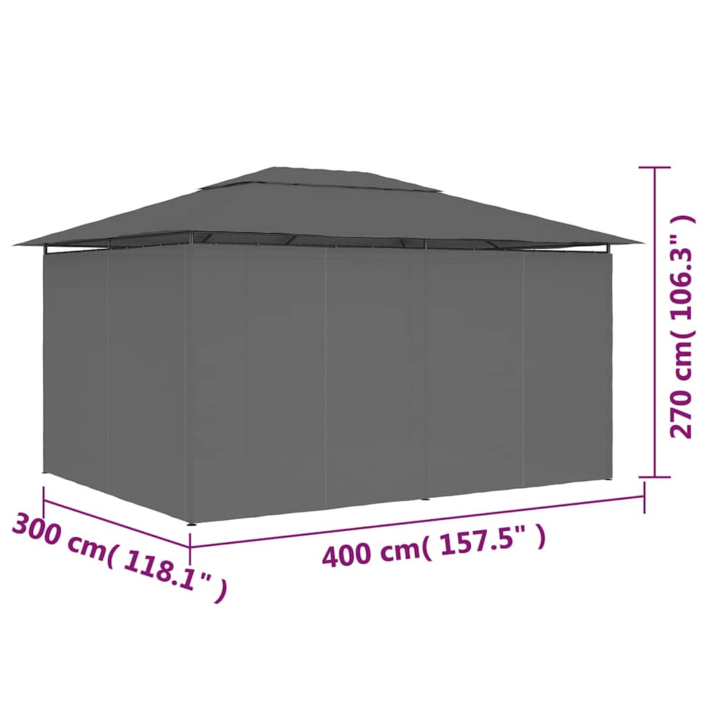 Sodo palapinė su užuolaidomis, antracito spalvos, 4x3m Sodo palapinė su užuolaidomis, antracito spalvos, 4x3m