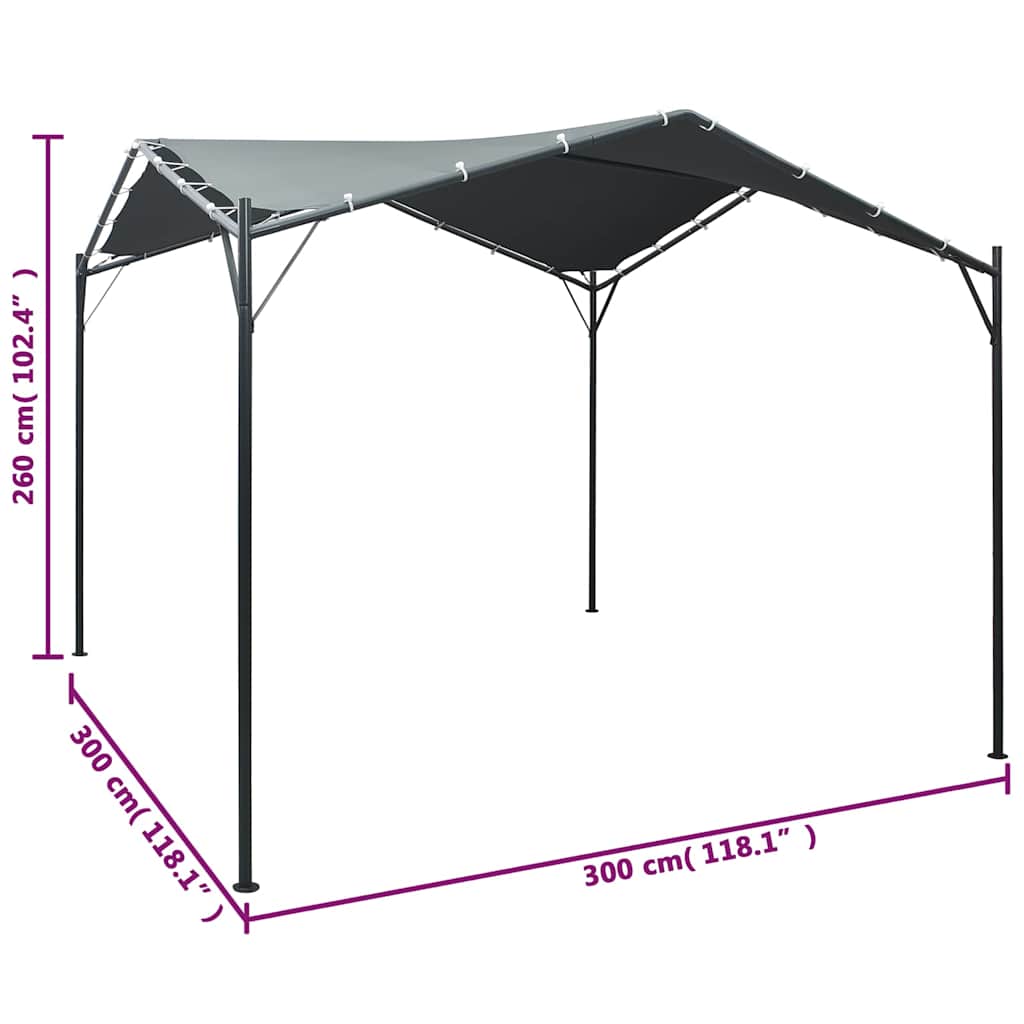Pavėsinė, antracito spalvos, 3x3m, plienas Pavėsinė, antracito spalvos, 3x3m, plienas