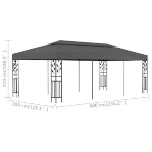 Pavėsinė, antracito spalvos, 3x6m