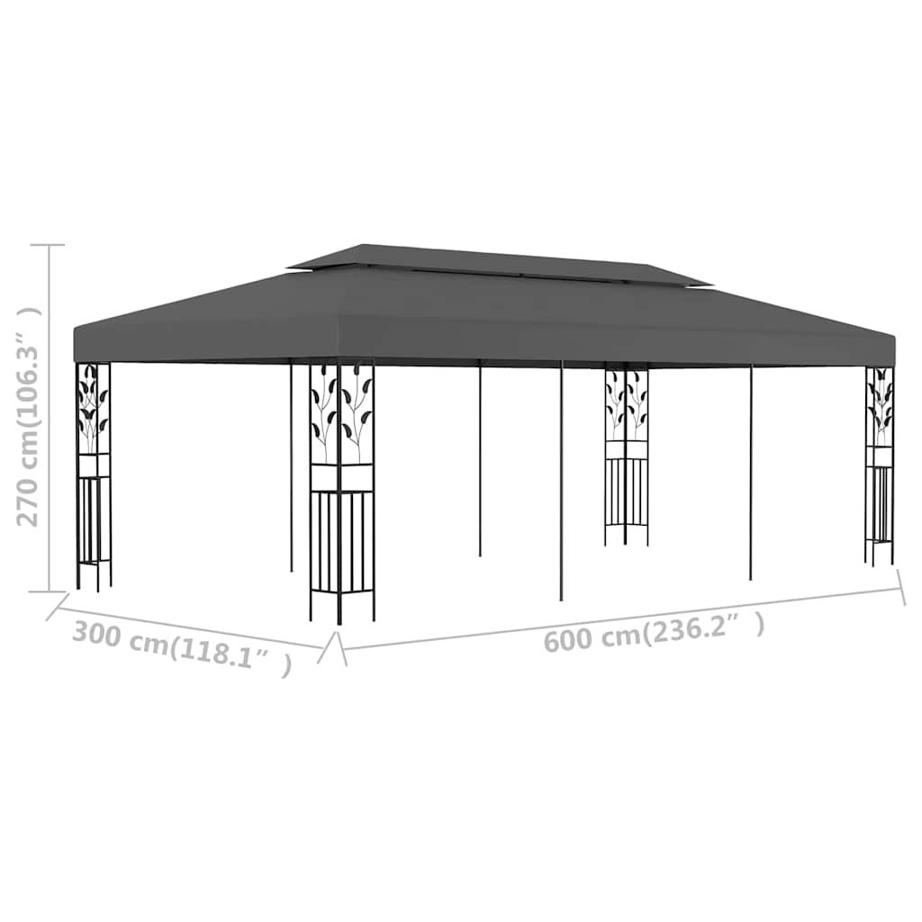 Pavėsinė, antracito spalvos, 3x6m Pavėsinė, antracito spalvos, 3x6m
