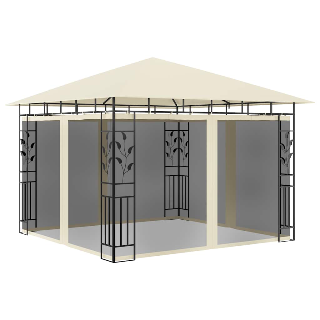 Pavėsinė su tinkleliu nuo uodų, kreminė, 3x3x2,73m, 180g/m² Pavėsinė su tinkleliu nuo uodų, kreminė, 3x3x2,73m, 180g/m² - Image 2