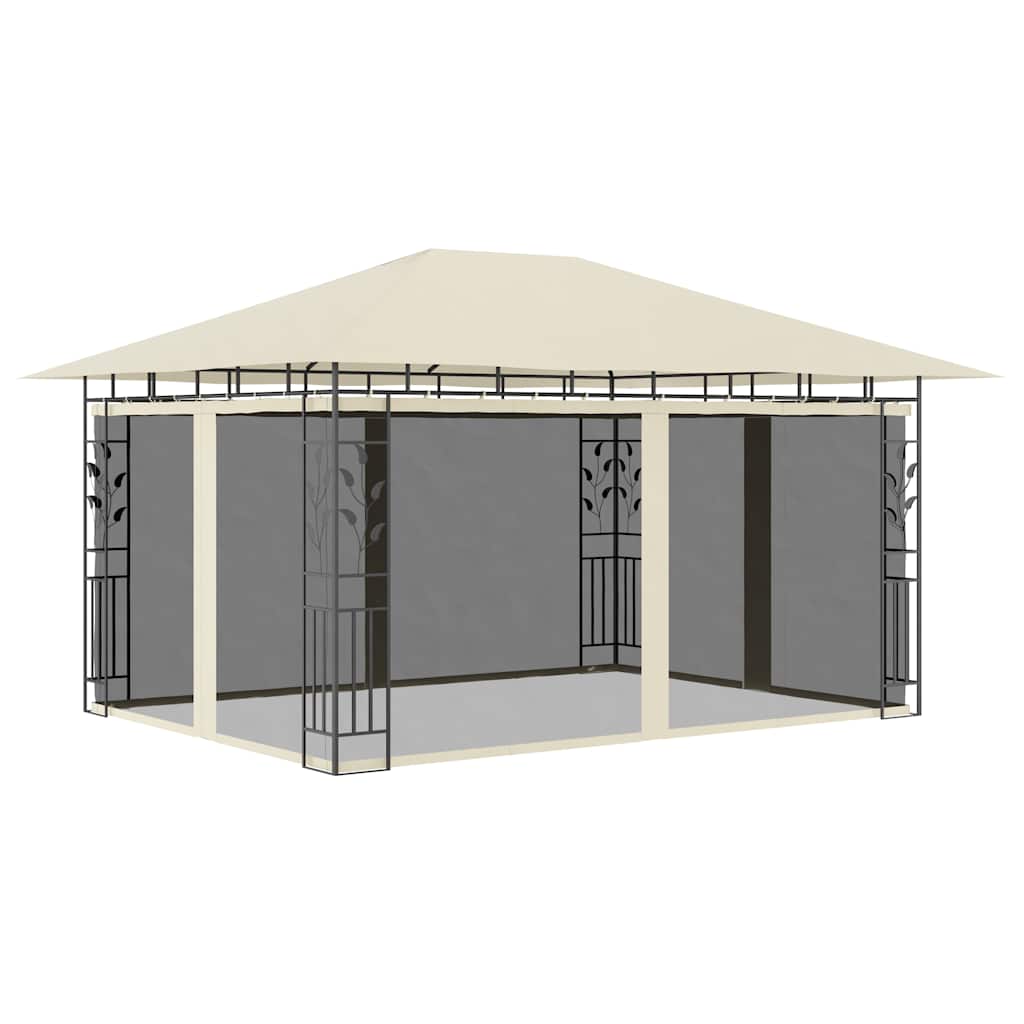 Pavėsinė su tinkleliu nuo uodų, kreminė, 4x3x2,73m, 180g/m² Pavėsinė su tinkleliu nuo uodų, kreminė, 4x3x2,73m, 180g/m² - Image 2